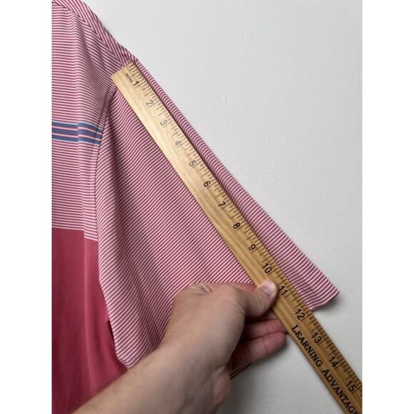FootJoy Polo Shirt Mens XL Pink Athletic Fit Striped Preppy Golf No Course Logo - Picture 7 of 8